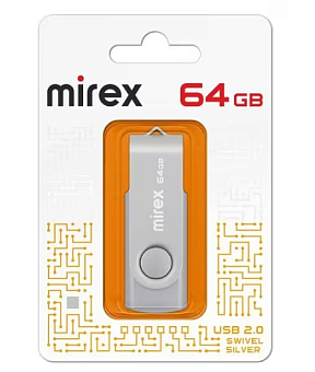 Флешка .64Gb Mirex Swivel USB серебристый