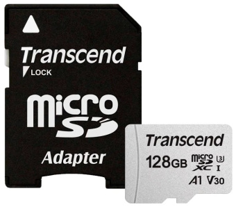 Карта памяти microSD 128Gb Transcend microSDXC CLASS 10 UHS-I U3 V3 + адаптер SD