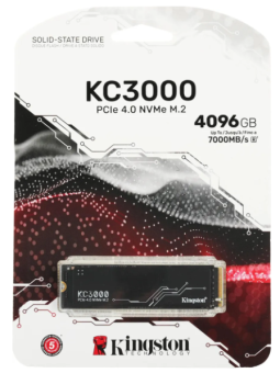 Накопитель SSD M.2 4Tb Kingston KC3000 Series (PCI-E 4.0 x4, 7000/7000 Мбайт/сек, 3200 TBW)