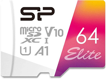 Карта памяти microSD .64Gb Silicon Power Elite A1 UHS-I U1 CLASS 10 + адаптер SD