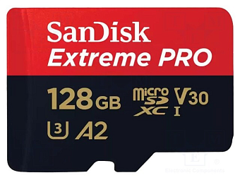 Карта памяти microSD 128Gb SanDisk EXTREME Class 10 UHS-I с SD адаптером