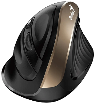 Мышь беспроводная Genius Vertical Ergonomic Silent Ergo 8250S черный/золотой