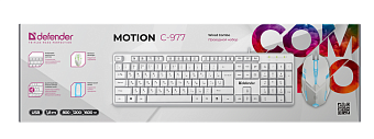 Комплект проводной (клавиатура+мышь) Defender Motion C-977 White