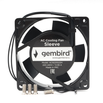 Вентилятор для корпуса .92mm Gembird AC9225S22H (2-pin, 92x92x25мм, AC, 220 B, втулка, провод 30 см)