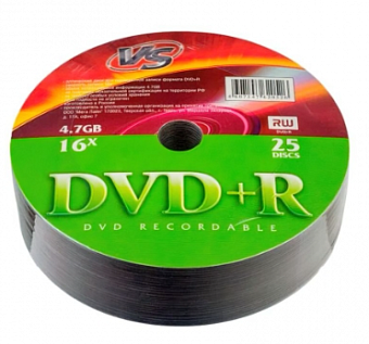 Диск DVD+R 4,7Gb VS 16x Shrink/25 (25шт.)