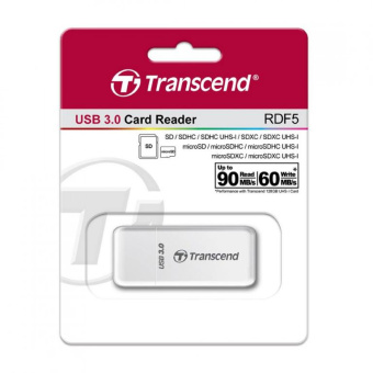 Внешний картридер USB3.0 Transcend TS-RDF5W microSDXC/SDXC, белый