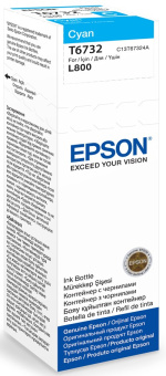 Картридж струйный EPSON T6732 для Epson L800/L805/L810/L850/L1800, голубой
