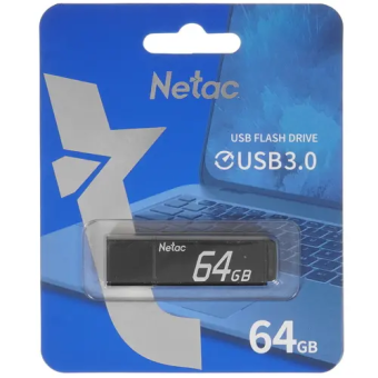 Флешка .64Gb Netac U351 USB3.0 с колпачком, металлическая, чёрный