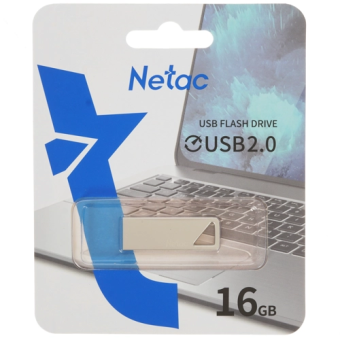 Флешка 16Gb Netac U326 USB2.0 металлическая плоская