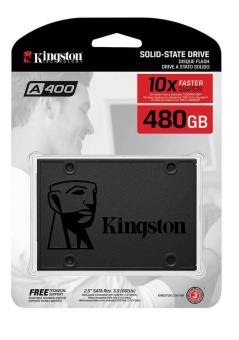Накопитель SSD SATA 480Gb Kingston A400 (TLC, 500/450 Мбайт/сек)