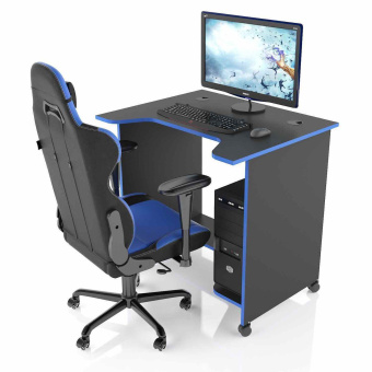 Стол компьютерный MaDXRacer XMINI XG08 "800х650х750" черный, кромка синяя