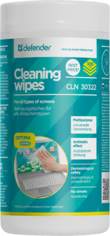 Салфетки Defender CLN30322 - Универсальные влажные чистящие салфетки в пластиковой тубе (100шт)