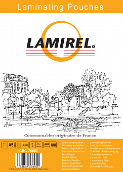 Плёнка для ламинирования Lamirel (A5, 75мкм, 100шт)