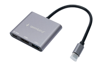 Док-станция USB-C - 3-port USB3.0, Gembird UHB-D2 15 см, алюминий