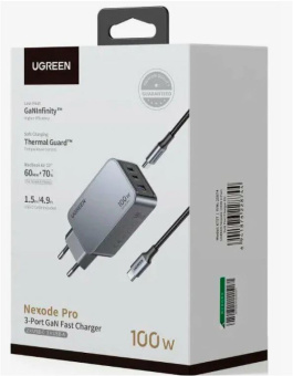 Сетевое зарядное устройство UGREEN X757 100W USB-C USB-A серый