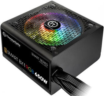 Блок питания .650W Thermaltake Smart BX1RGB (120mm, 24+8pin, 2*8pin, 6*Sata, 4*IDE, RGB, 80 PLUS Bro
