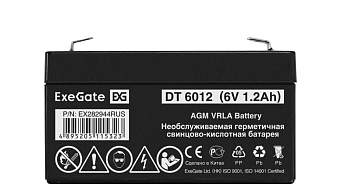Аккумулятор для ИБП .6V,  1.2Ah, ExeGate DT 6012