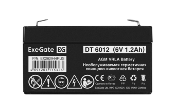 Аккумулятор для ИБП .6V,  1.2Ah, ExeGate DT 6012