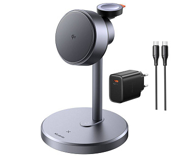 Беспроводное зарядное устройство Mcdodo 3in1 MagQ Qi2 Wireless Charging Stand Black
