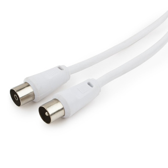 Кабель коаксиальный TV (m) < - > TV (f) 5.0m, Cablexpert, телевизионный, удлинительный, белый
