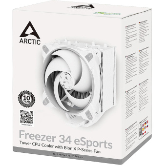 Кулер для процессора Arctic Freezer 34 eSports (4-pin, 1200/AM4, 200-2100 об/мин, 28 дБА, 200 Вт, Al+Cu) Grey-White