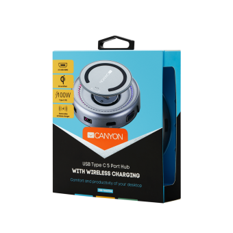 Концентратор USB-C - 6-in-1-multi-port, Canyon CNS-TDS07DG, серый