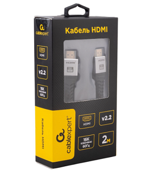 Кабель соединительный DP (m) < - > DP (m)  2.0м, ver 2.1, Cablexpert  тройной экран нейлон.оплетка с