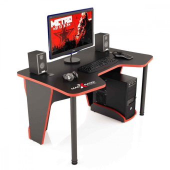 Стол компьютерный MaDXRacer COMFORT GT12 "1200х870х750" черный, кромка красная