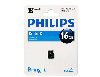 Карта памяти microSD .16Gb PHILIPS microSDHC Class10