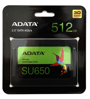 Накопитель SSD SATA 512Gb ADATA Ultimate SU650 (TLC 520/450 Мбайт/сек)