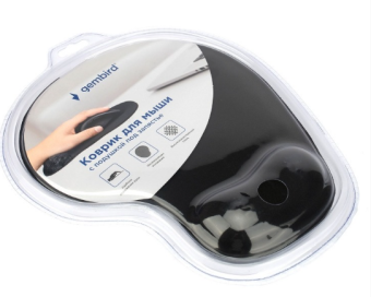 Коврик для мыши Gembird MP-WR-BLACK с подушкой под запястье, черный