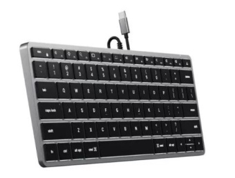 Клавиатура проводная Satechi Slim W1 USB-C Wired Keyboard (металлический корпус, светодиодная подсветка) Space Gray