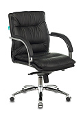 Кресло Бюрократ T-9927SL-LOW (кожа, мех. качания, крестовина металл хром, до 200 кг) Черный