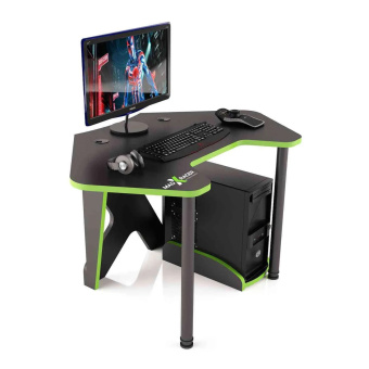 Стол компьютерный MaDXRacer PILOT GTC12 "1260х845х750" черный, кромка зеленая