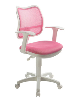 Кресло Бюрократ CH-W797 (сетка/ткань, пруж.-винт. мех. качания, крест. пластик, до 100 кг) Бело-розовый