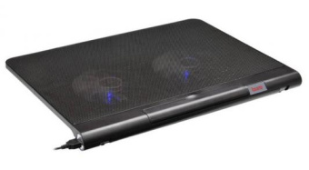 Подставка для ноутбука 17" BURO-LCP170-B214 (Blue LED, 2х1400об/мин, 23дБ, USB) черный