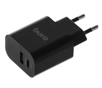 Сетевое зарядное устройство Buro BUWD1 18W USB-A USB-C Black