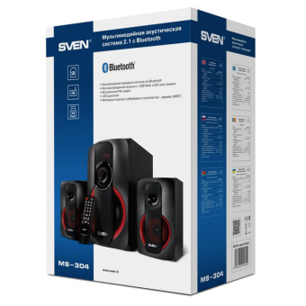 Акустическая система SVEN MS-304 (2x10W+20W, дерево, SD/USB, FM, Bluetooth, ПДУ) black