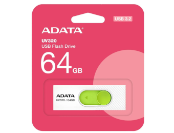 Флешка 64Gb A-DATA UV320, USB 3.2, белый/зеленый