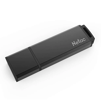 Флешка .32Gb Netac U351 USB2.0 с колпачком, металлическая, чёрный