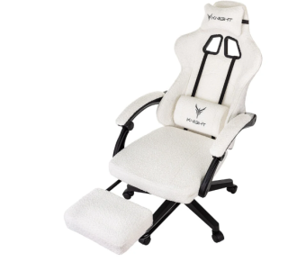 Кресло Knight Lord (эко мех, мех.качания подставка для ног, до 120 кг) Молочный