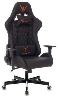 Кресло Knight Armor (эко.кожа, мех. качания, реклайнер, крест. металл, до 150 кг) Черный ромбик