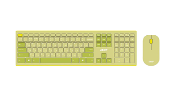 Комплект беспроводной (клавиатура+мышь) Acer OCC205 Multimedia зеленый/желтый