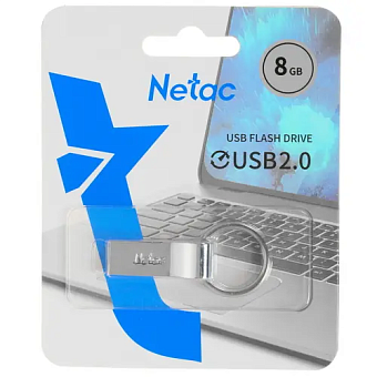 Флешка . 8Gb Netac U275 USB2.0 с кольцом, металлическая