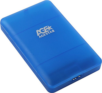 Внешний контейнер USB3.0 -> SATA 2.5", AgeStar 3UBCP3, пластик, синий