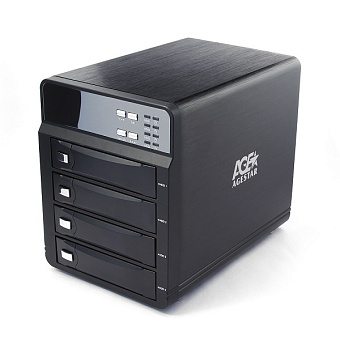 Внешний контейнер USB3.0 -> SATA 3.5", AgeStar 3C4B3A1, LCD, блок питания, алюминий, чёрный