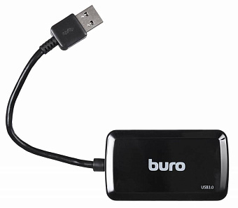 Концентратор USB-A - 4-port USB3.0, BURO BU-HUB4-U3.0-S, черный