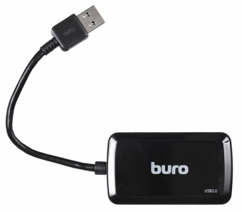 Концентратор USB-A - 4-port USB3.0, BURO BU-HUB4-U3.0-S, черный