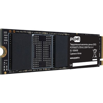 Накопитель SSD M.2 2Tb PC Pet PCPS002T3 (PCI-E 3.0 x4, 3000/2000 Мбайт/сек)