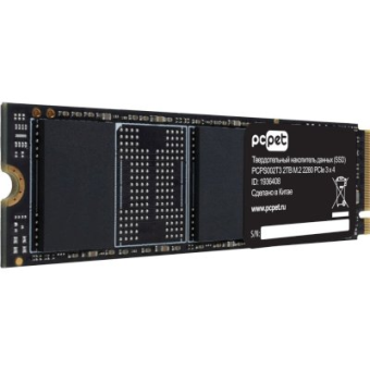 Накопитель SSD M.2 2Tb PC Pet PCPS002T3 (PCI-E 3.0 x4, 3000/2000 Мбайт/сек)